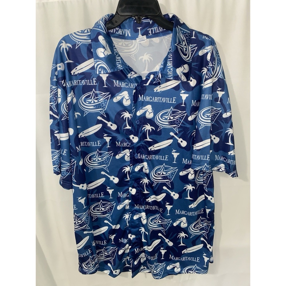 Columbus Blue Jackets Margaritaville Hawaiian Shirt Short Sleeve Button XL